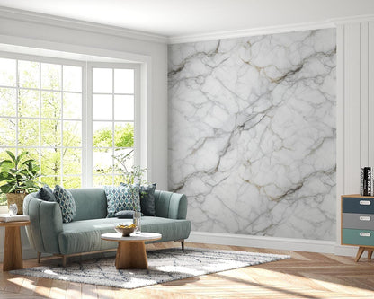 White Marble Wallpaper Removable Wallpaper- Custom Printed, Peel & Stick, Reusable, Self Adhesive, 26 Inch Fixed Panels, Easy Install