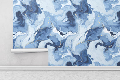 Blue Marble Removable Wallpaper,- Peel & Stick, Reusable, Self Adhesive, 26 Inch Fixed Panels, Easy Install, Seamless