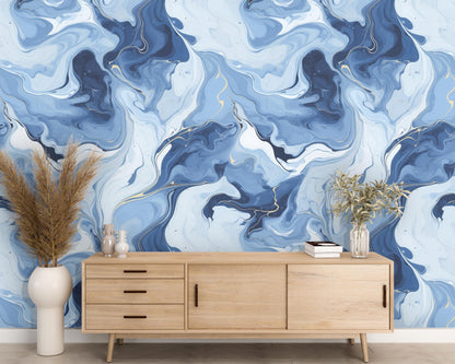 Blue Marble Removable Wallpaper,- Peel & Stick, Reusable, Self Adhesive, 26 Inch Fixed Panels, Easy Install, Seamless