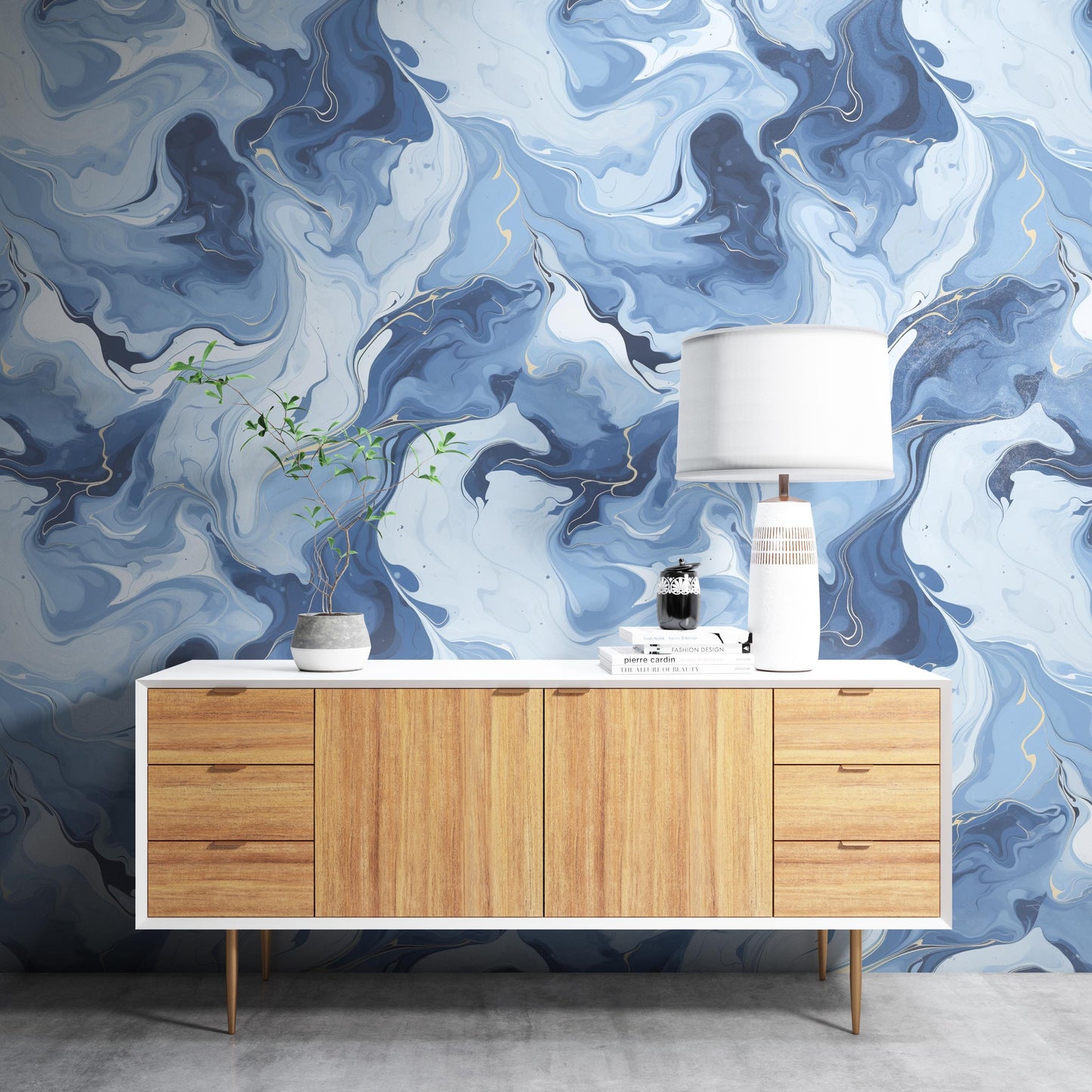 Blue Marble Removable Wallpaper,- Peel & Stick, Reusable, Self Adhesive, 26 Inch Fixed Panels, Easy Install, Seamless