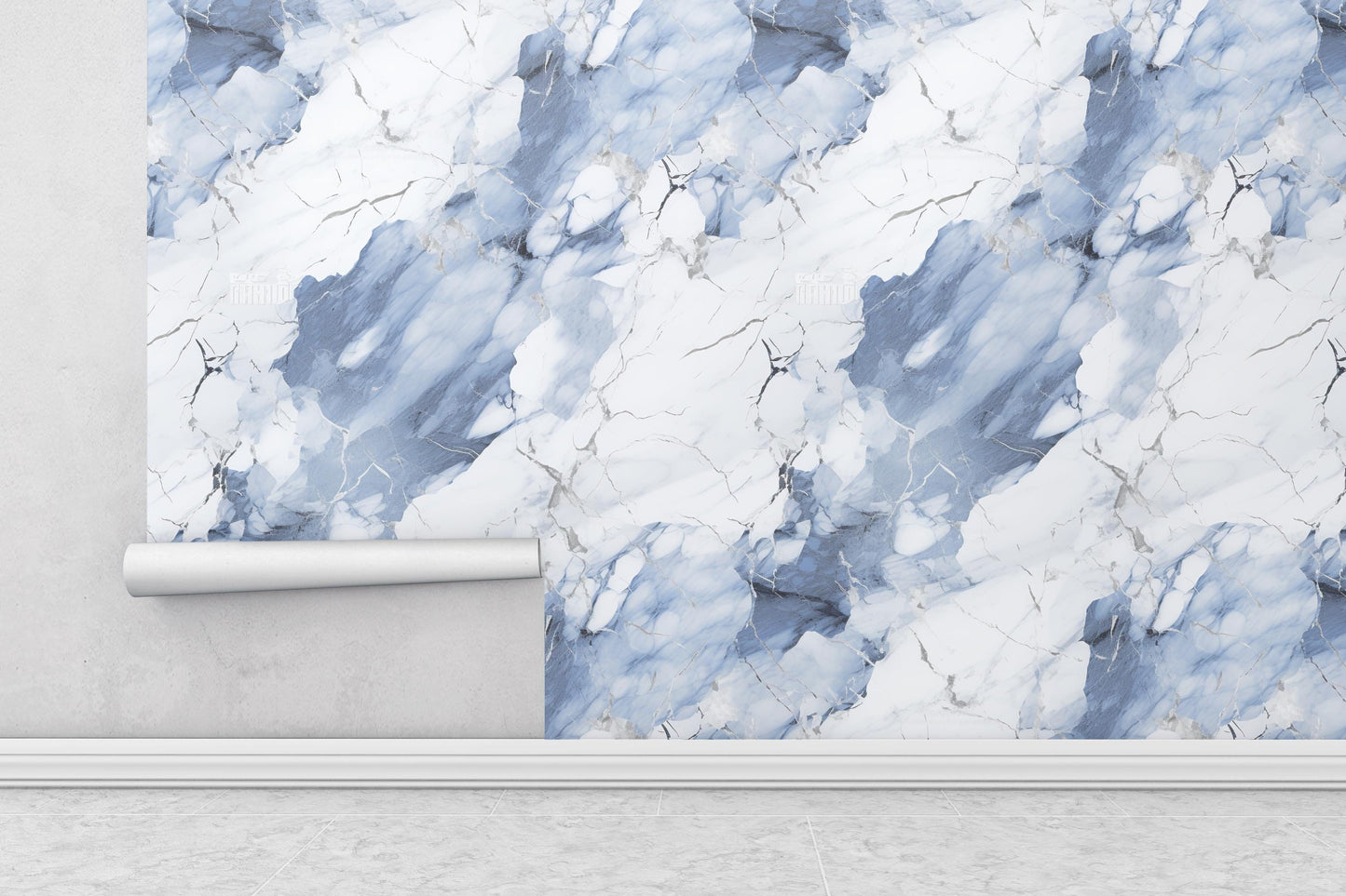 Removable Wallpaper, Blue and White Marble - Peel & Stick, Reusable, Self Adhesive, 26 Inch Fixed Panels, Easy Install, Seamless