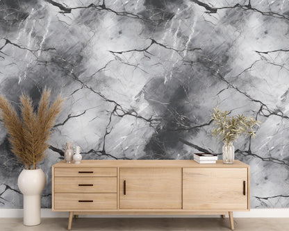 Removable Wallpaper, Black and White Marble - Peel & Stick, Reusable, Self Adhesive, 26 Inch Fixed Panels, Easy Install, Seamless