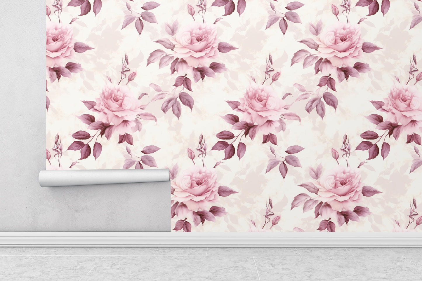 Removable Wallpaper, Pink Rose - Peel & Stick, Reusable, Self Adhesive, 26 Inch Fixed Panels, Easy Install, Seamless