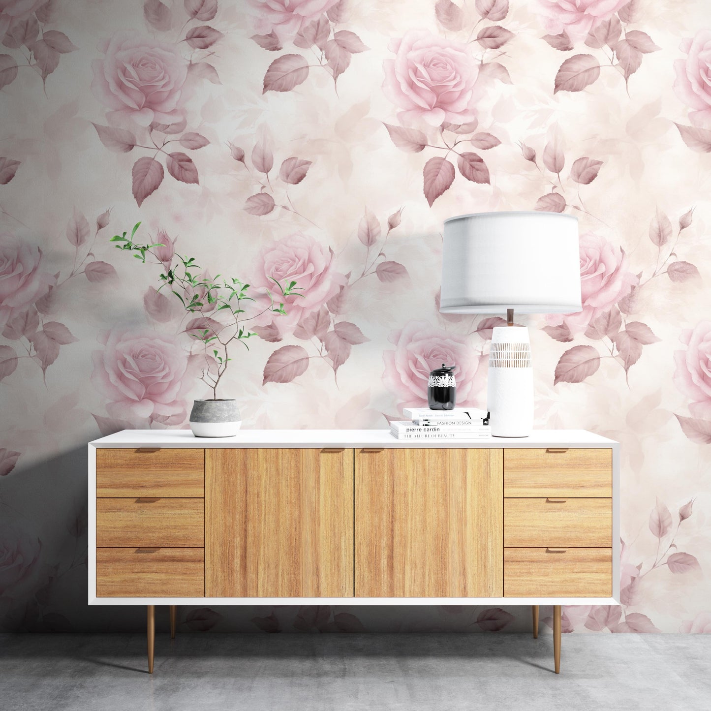 Removable Wallpaper, Pink Roses - Peel & Stick, Reusable, Self Adhesive, 26 Inch Fixed Panels, Easy Install, Seamless