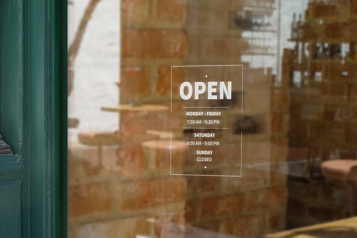 Store Hours - Vinyl Window Decal, Standard / Custom Sizes, PEEL AND STICK, Window Sticker, for Storefront, Businesses, Café, Shop, and More!