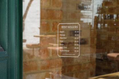 Menu Items - Vinyl Window Decal, Standard / Custom Sizes, PEEL AND STICK, Window Sticker, for Storefront, Businesses, Café, Shop, and More!