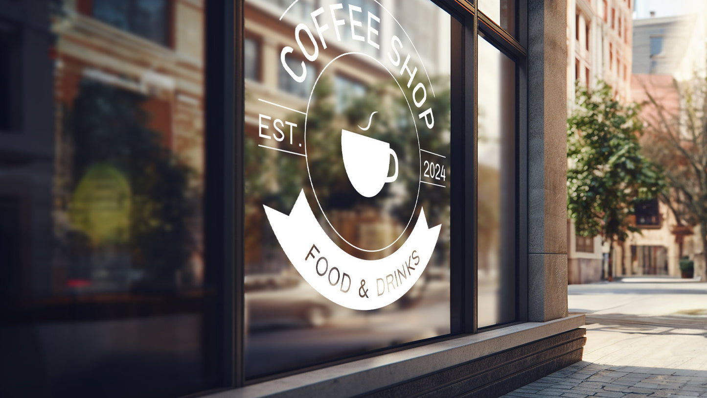 Coffee Shop - Vinyl Window Decal, Standard / Custom Sizes, PEEL AND STICK, Window Sticker, for Storefront, Businesses, Café, Shop, and More!