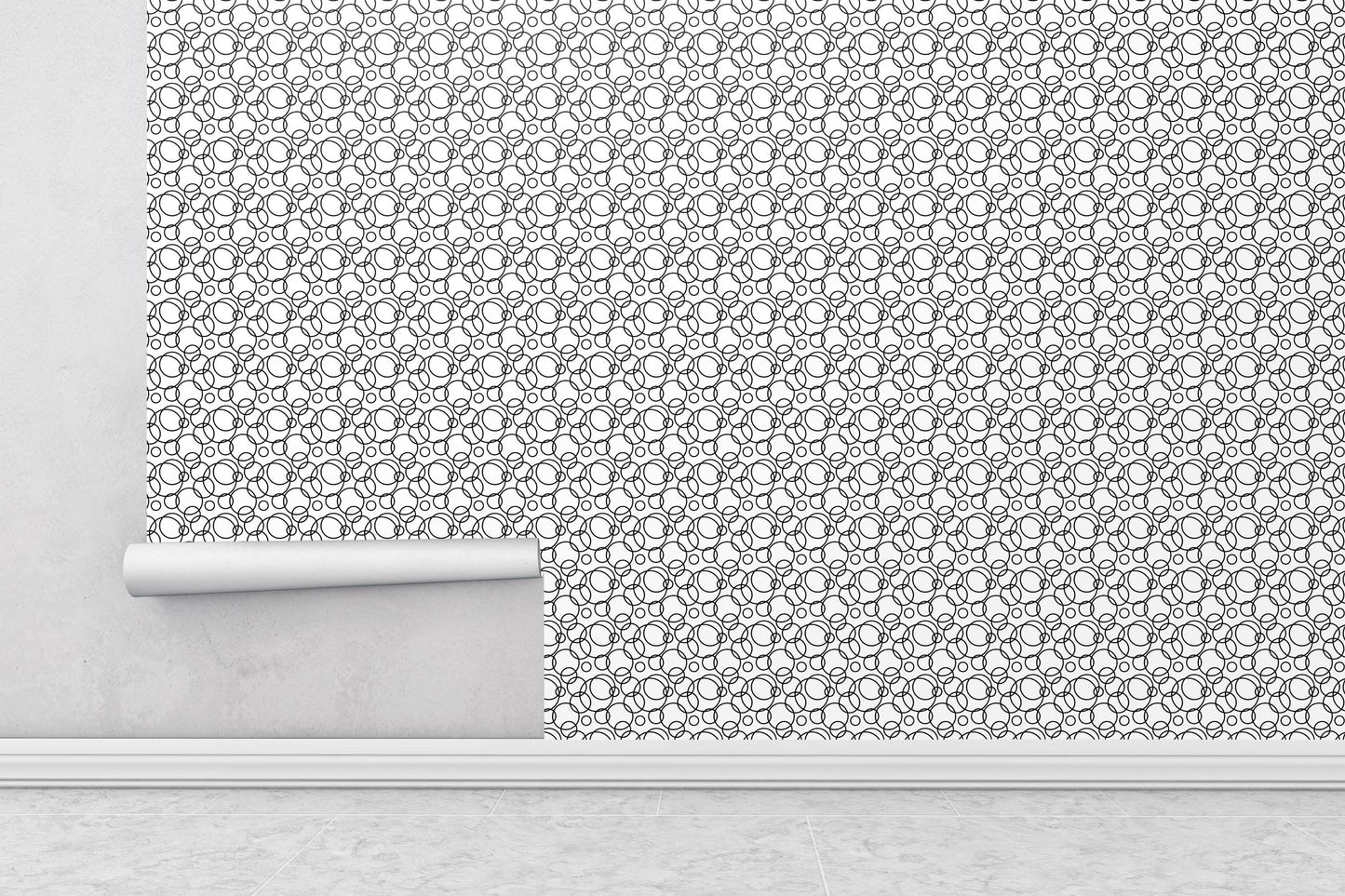 Removable Wallpaper, Black and White Bubbles - Peel & Stick, Reusable, Self Adhesive, 26 Inch Fixed Panels, Easy Install, Seamless