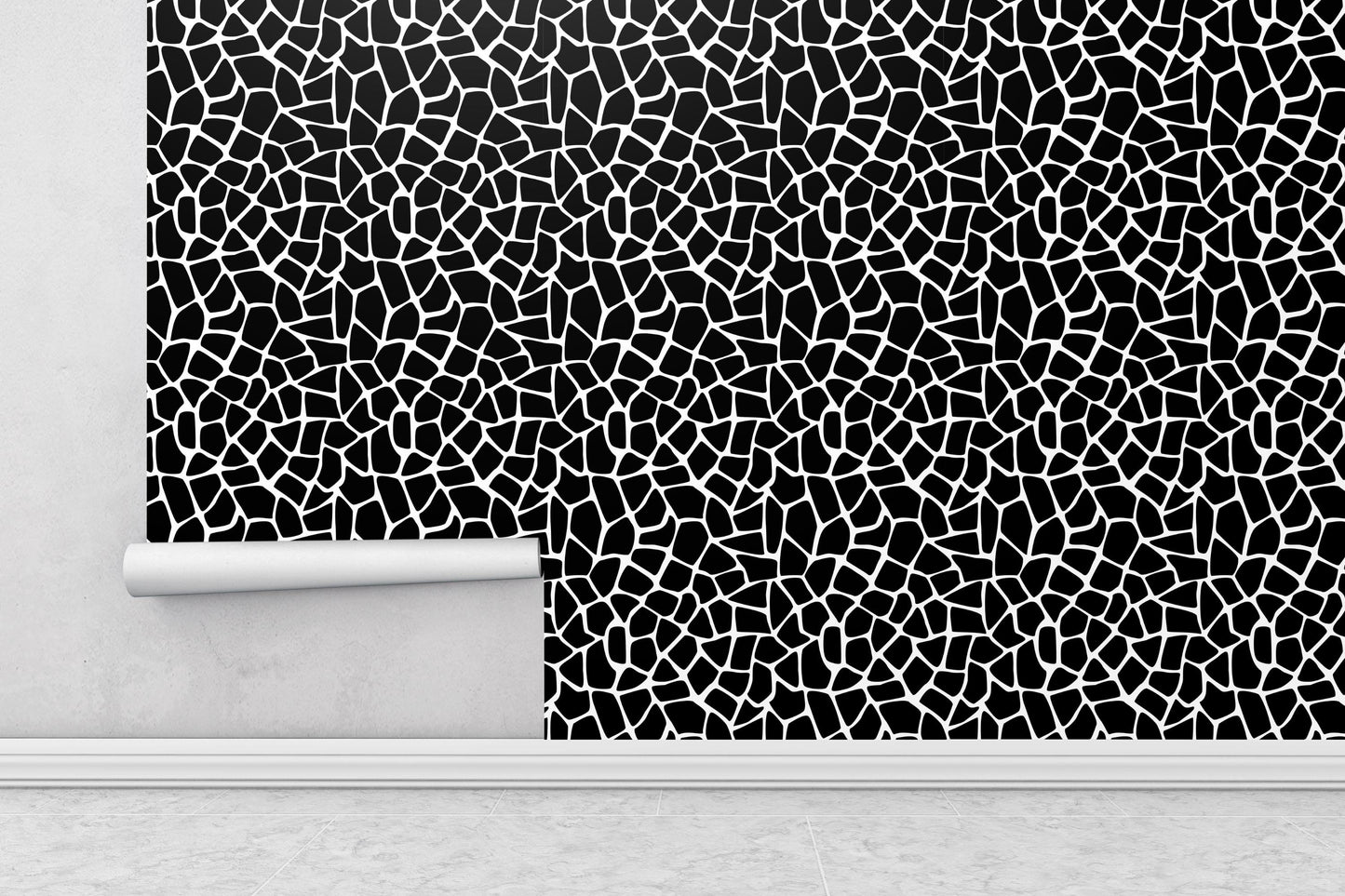 Removable Wallpaper, Black and White Pattern - Peel & Stick, Reusable, Self Adhesive, 26 Inch Fixed Panels, EZ Install, Seamless Design