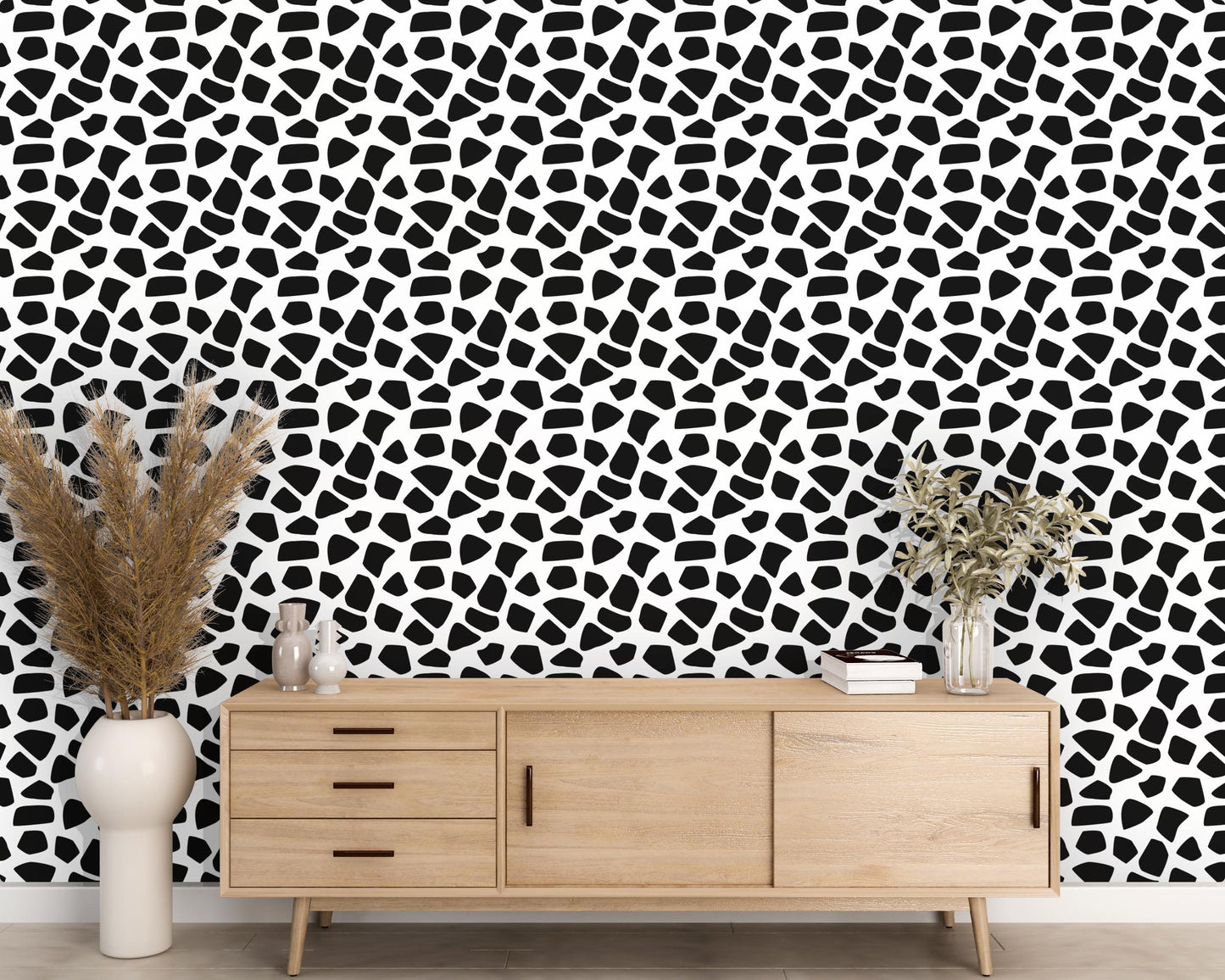 Removable Wallpaper, Black and White Patterns - Peel & Stick, Reusable, Self Adhesive, 26 Inch Fixed Panels, Easy Install, Seamless