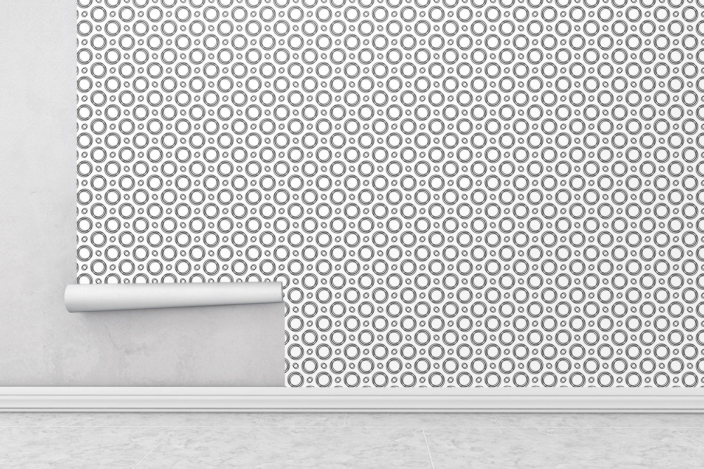 Removable Wallpaper, Doodle Bubble Pattern - Peel & Stick, Reusable, Self Adhesive, 26 Inch Fixed Panels, Easy Install, Seamless