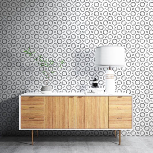 Removable Wallpaper, Doodle Bubble Pattern - Peel & Stick, Reusable, Self Adhesive, 26 Inch Fixed Panels, Easy Install, Seamless