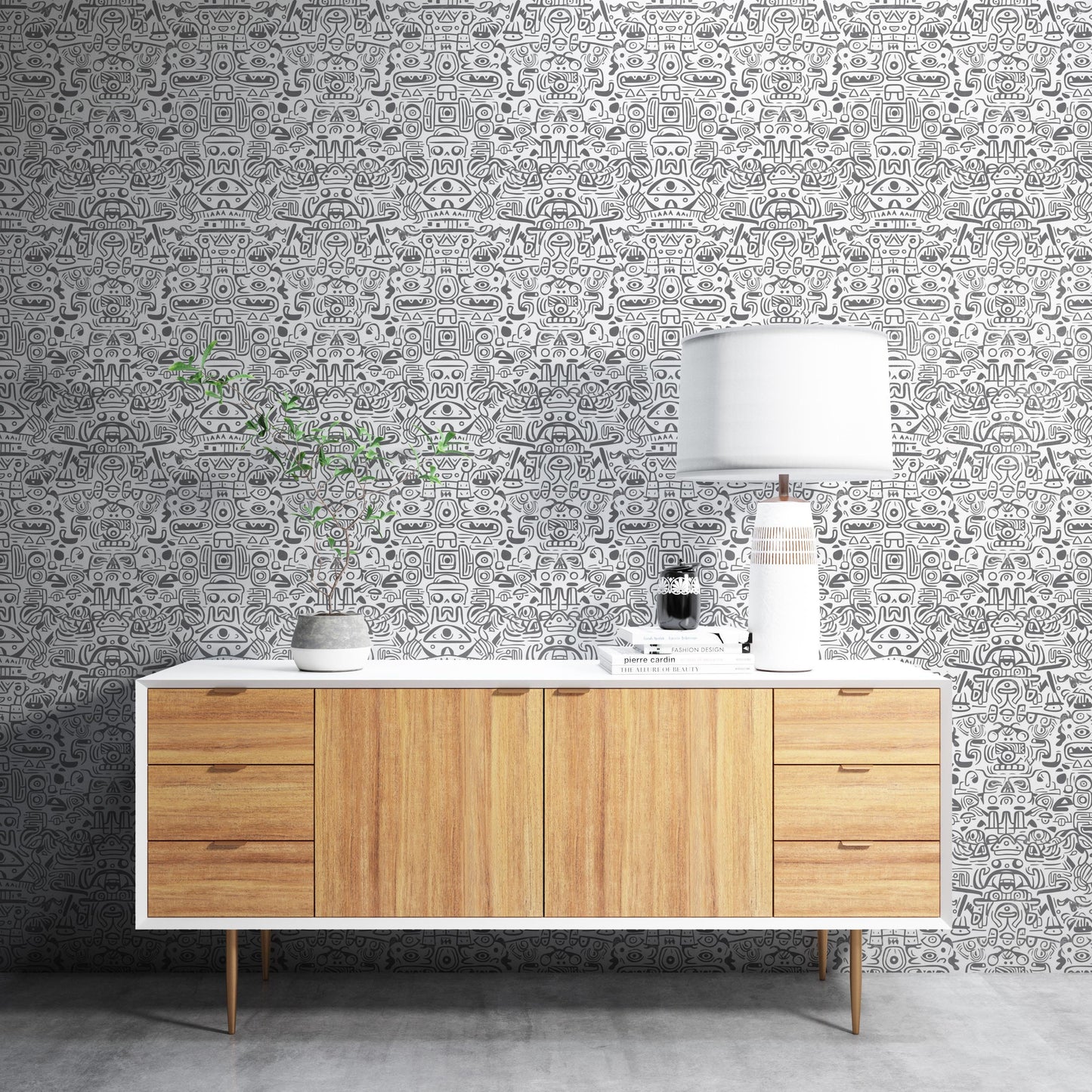 Removable Wallpaper, Black and White Doodle Design - Peel & Stick, Reusable, Self Adhesive, 26 Inch Fixed Panels Easy Install, Seamless