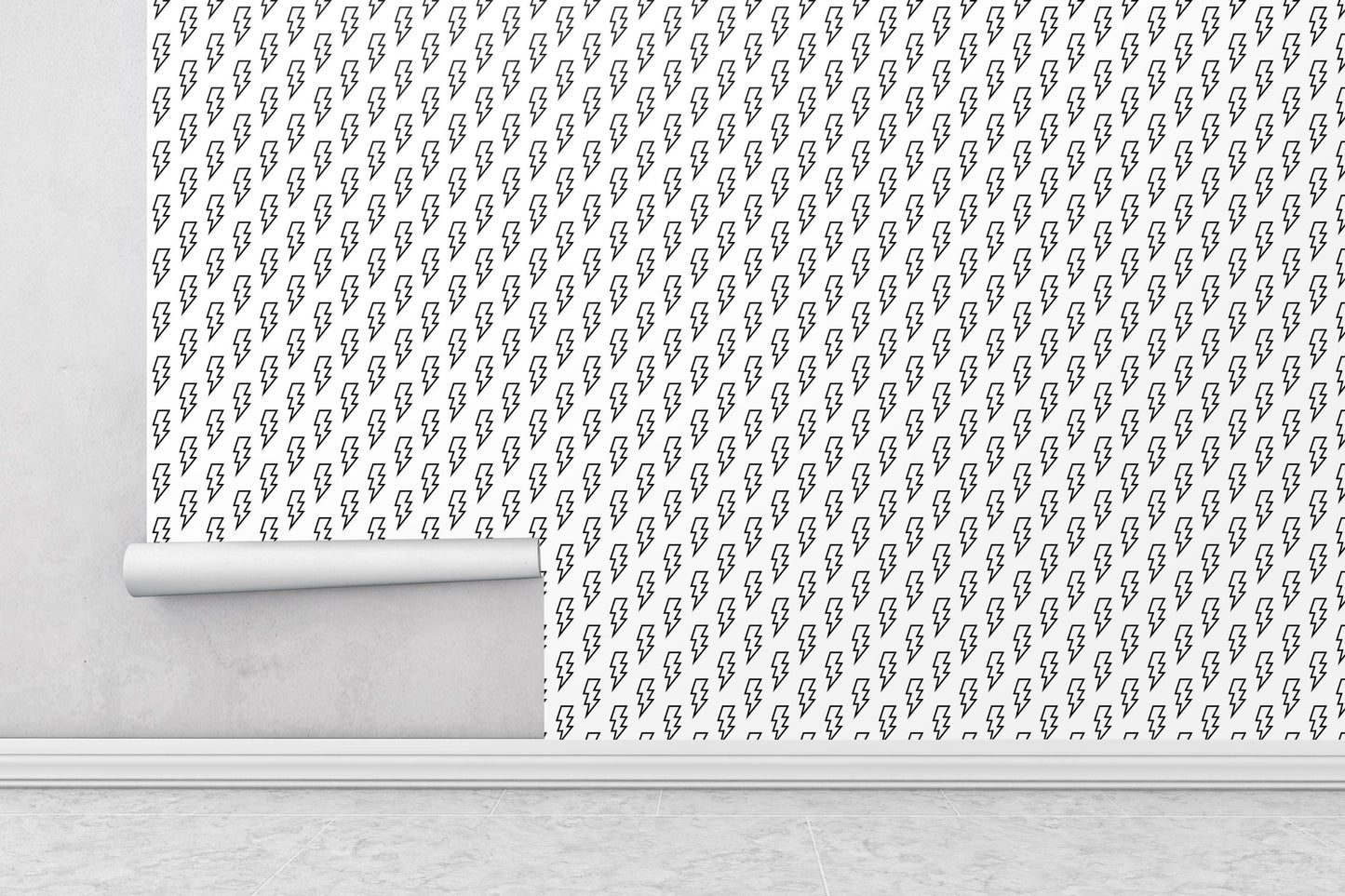 Removable Wallpaper, Black and White Bolt Pattern - Peel & Stick, Reusable, Self Adhesive, 26 Inch Fixed Panels Easy Install, Seamless