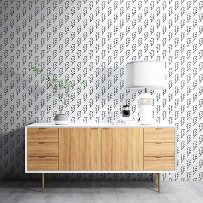 Removable Wallpaper, Black and White Bolt Pattern - Peel & Stick, Reusable, Self Adhesive, 26 Inch Fixed Panels Easy Install, Seamless