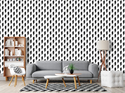 Removable Wallpaper, Black Bolt Pattern - Peel & Stick, Reusable, Self Adhesive, 26 Inch Fixed Panels Easy Install, Seamless