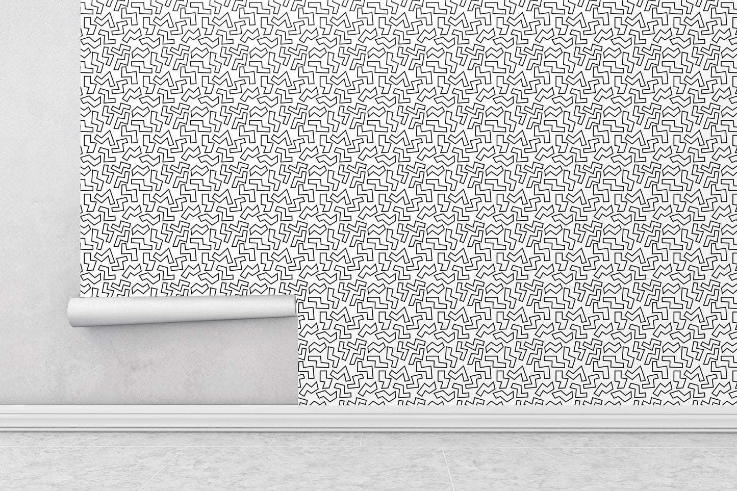 Removable Wallpaper, Black and White Geometry Design - Peel & Stick, Reusable, Self Adhesive, 26 Inch Fixed Panels EZ Install, Seamless