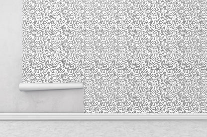 Removable Wallpaper, Black and White Geometry Design - Peel & Stick, Reusable, Self Adhesive, 26 Inch Fixed Panels EZ Install, Seamless