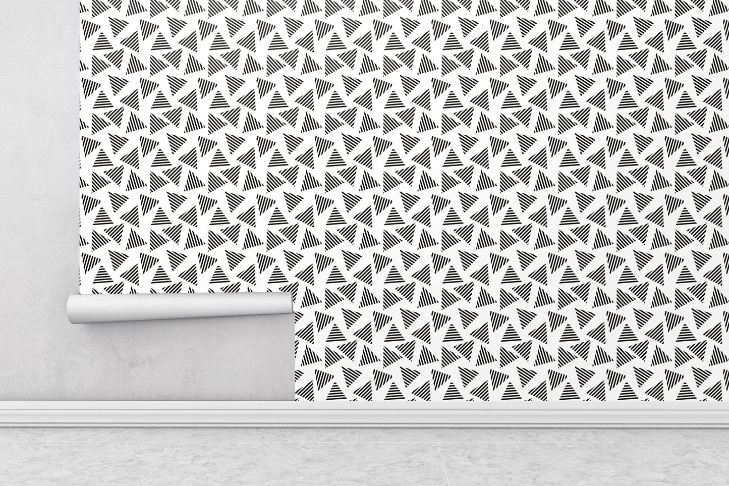 Removable Wallpaper, Black and White Triangles - Peel & Stick, Reusable, Self Adhesive, 26 Inch Fixed Panels Easy Install, Seamless