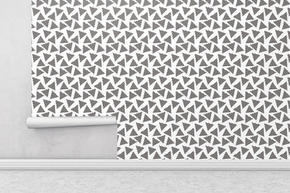 Removable Wallpaper, Black and White Triangles - Peel & Stick, Reusable, Self Adhesive, 26 Inch Fixed Panels Easy Install, Seamless