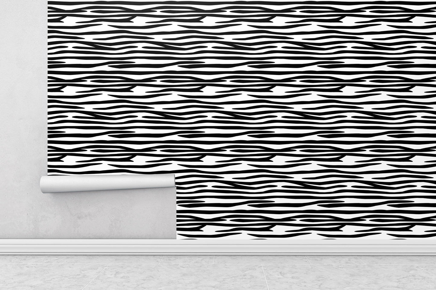 Removable Wallpaper, Black and White Zebra Stripe - Peel & Stick, Reusable, Self Adhesive, 26 Inch Fixed Panels Easy Install, Seamless