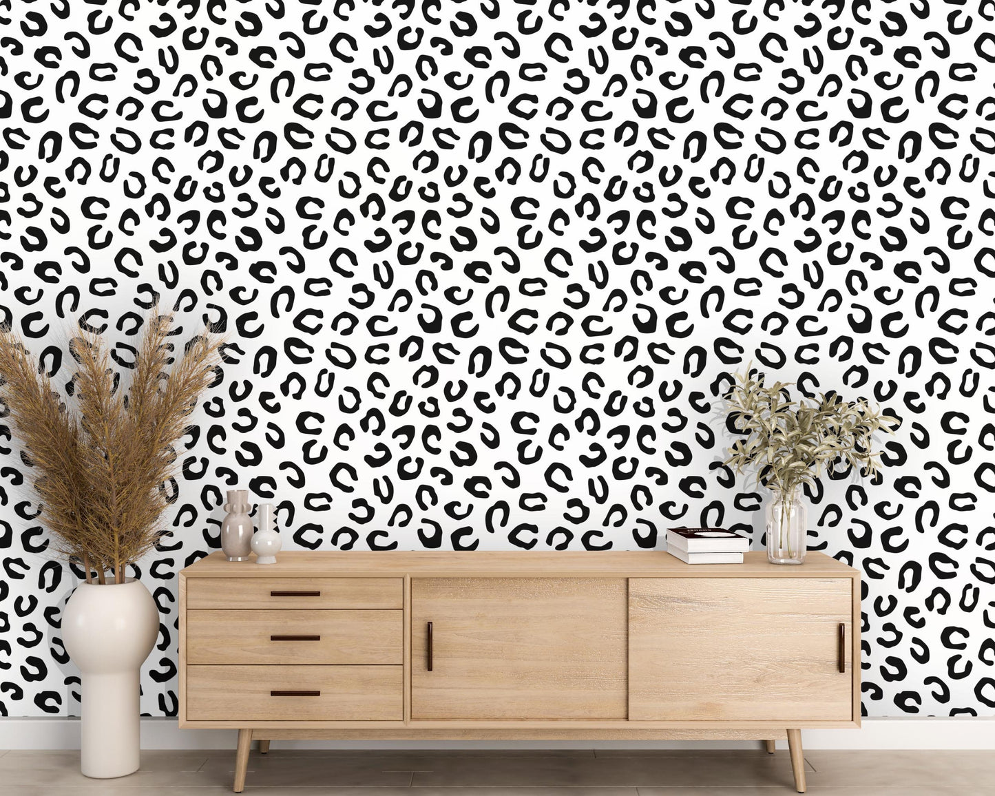 Removable Wallpaper, Black and White Abstract Design - Peel & Stick, Reusable, Self Adhesive, 26 Inch Fixed Panels EZ Install Seamless