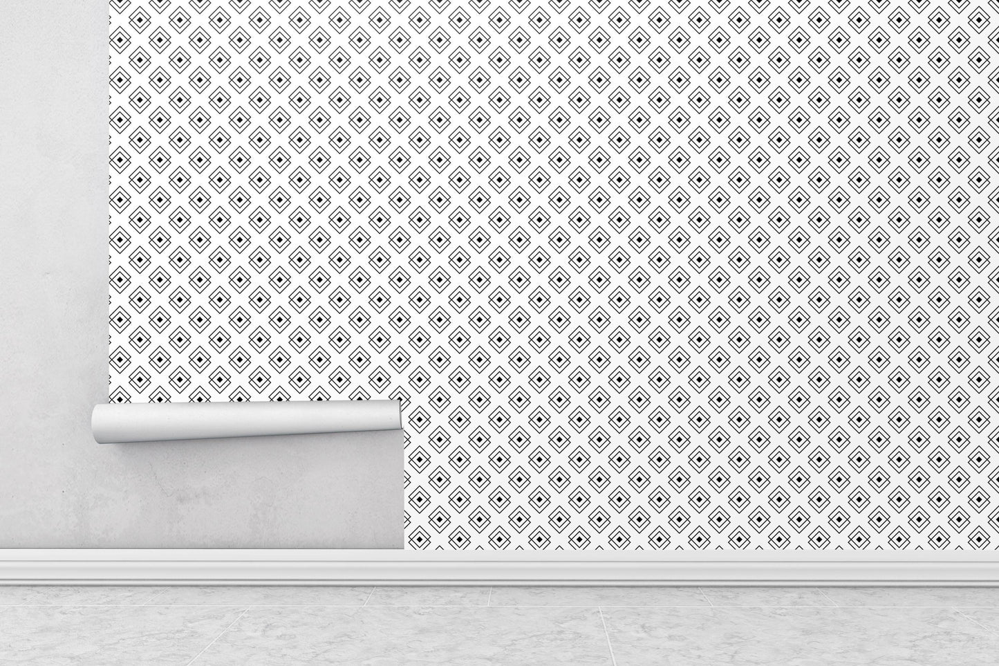 Removable Wallpaper, Black and White Squares Design - Peel & Stick, Reusable, Self Adhesive, 26 Inch Fixed Panels Easy Install, Seamless