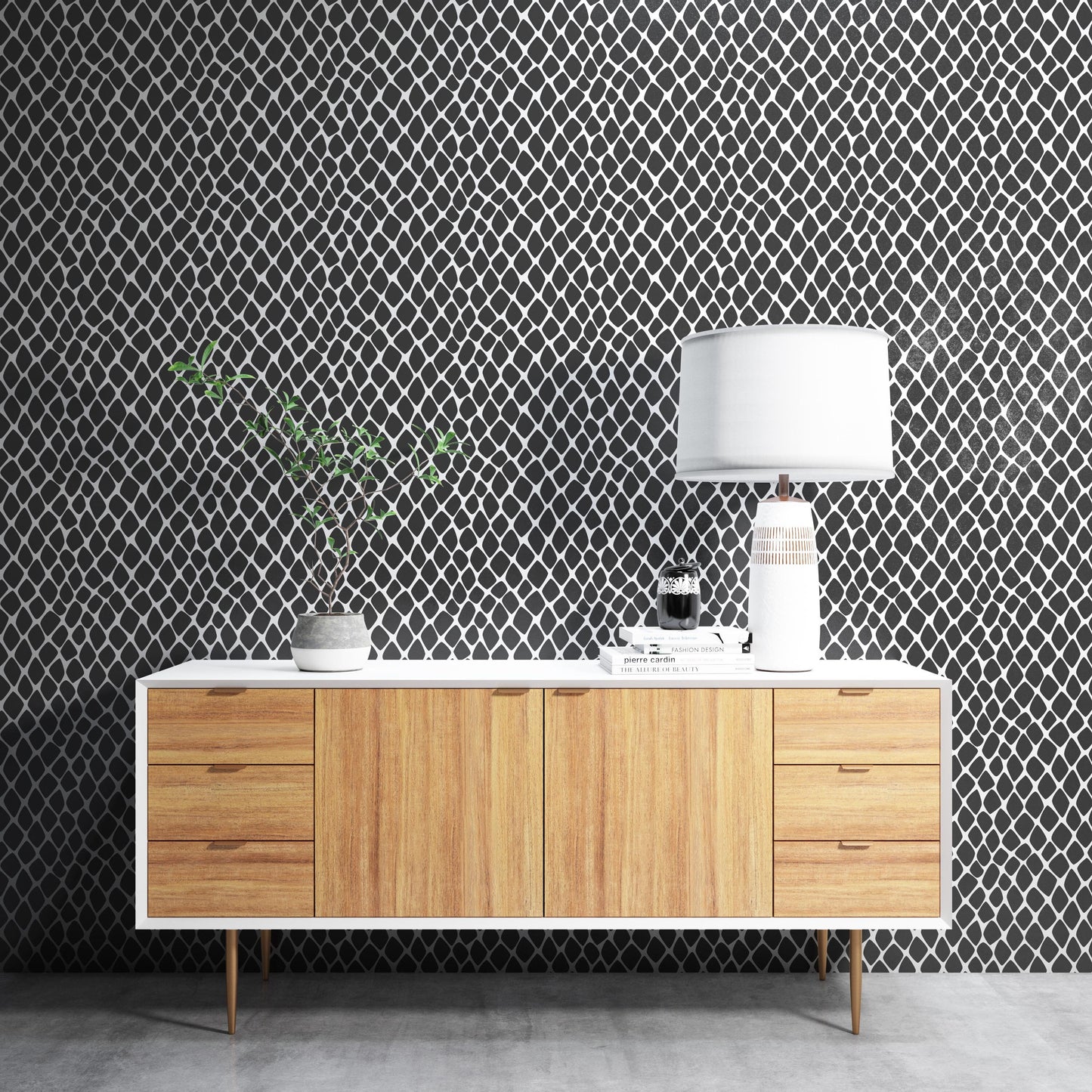 Removable Wallpaper, Black and White Animal Skin Pattern - Peel & Stick, Reusable, Self Adhesive, 26 Inch Fixed Panels EZ Install Seamless