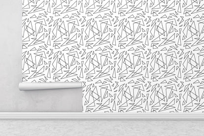 Removable Wallpaper, Abstract Triangle Pattern Peel & Stick, Reusable, Self Adhesive, 26 Inch Fixed Panels Easy Install, Seamless Home Decor