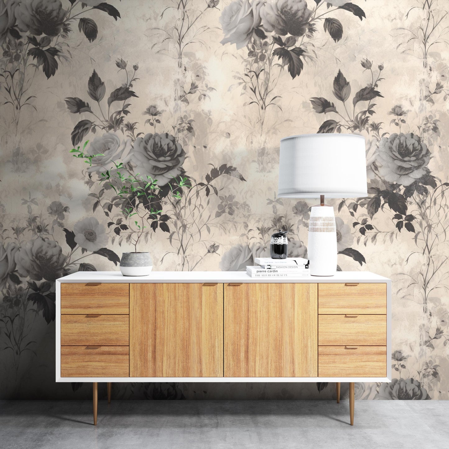 Vintage Rose Floral Removable Wallpaper - Peel & Stick, Reusable, Self Adhesive, 26 Inch Fixed Panels, Easy Install, Seamless