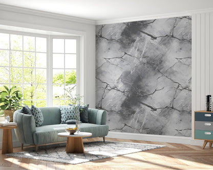 Removable Wallpaper, Black and White Marble - Peel & Stick, Reusable, Self Adhesive, 26 Inch Fixed Panels, Easy Install, Seamless