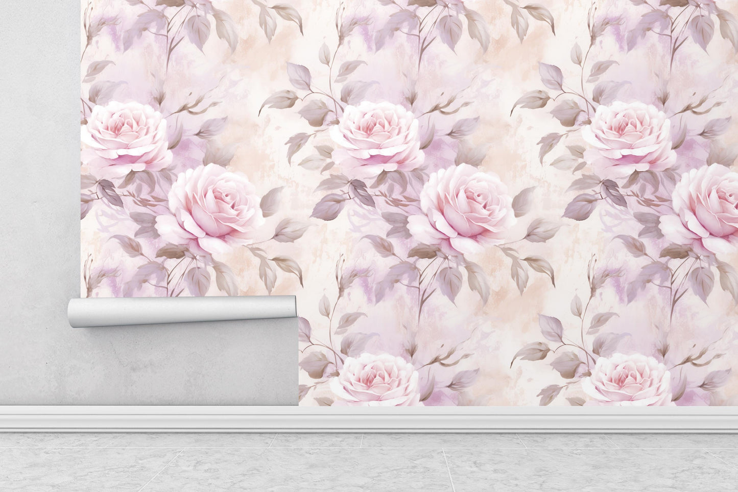 Removable Wallpaper, Pink and Purple Rose - Peel & Stick, Reusable, Self Adhesive, 26 Inch Fixed Panels, Easy Install, Seamless