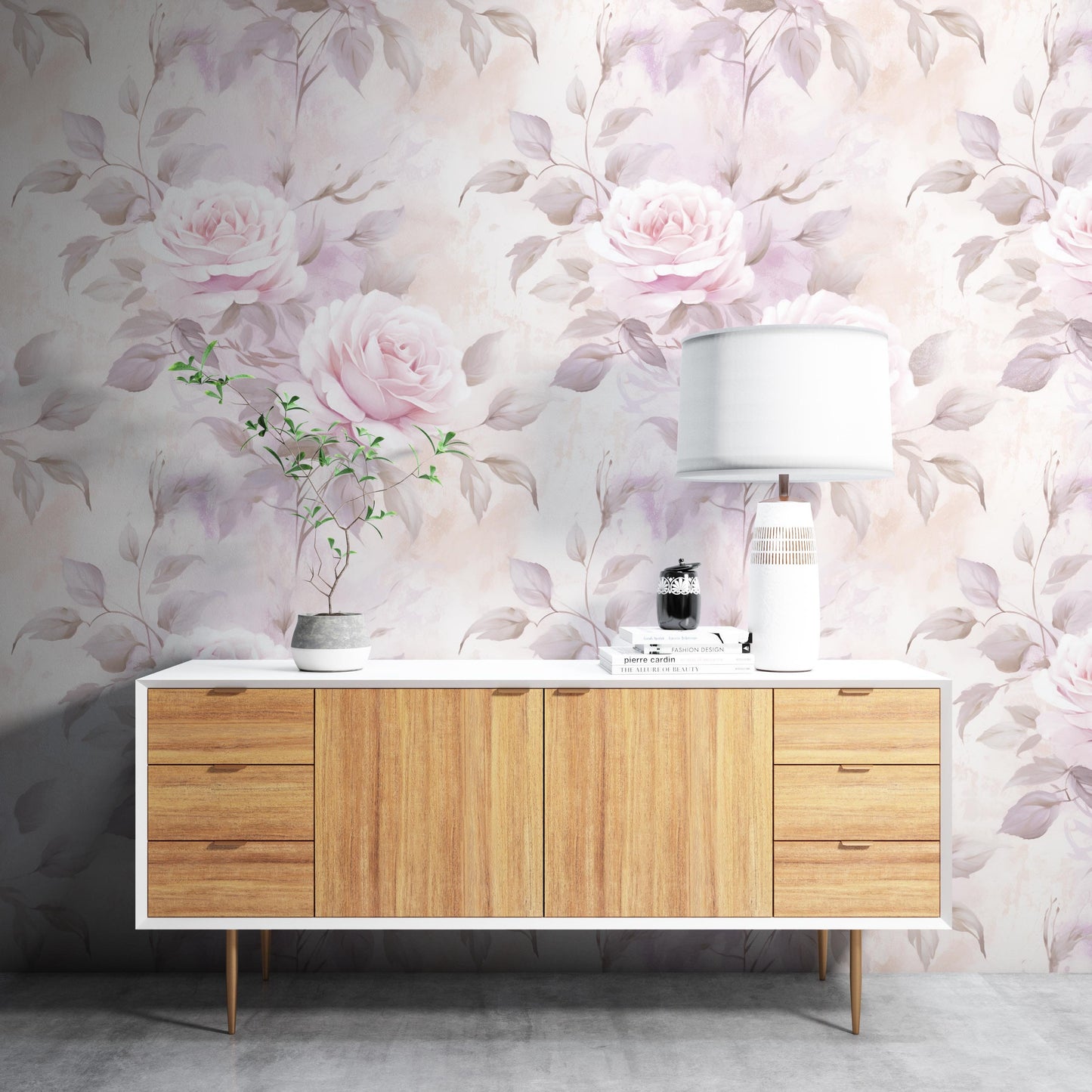 Removable Wallpaper, Pink and Purple Rose - Peel & Stick, Reusable, Self Adhesive, 26 Inch Fixed Panels, Easy Install, Seamless