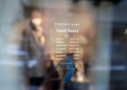 Store Hours - Vinyl Window Decal, Standard / Custom Sizes, PEEL AND STICK, Window Sticker, for Storefront, Businesses, Café, Shop, and More!