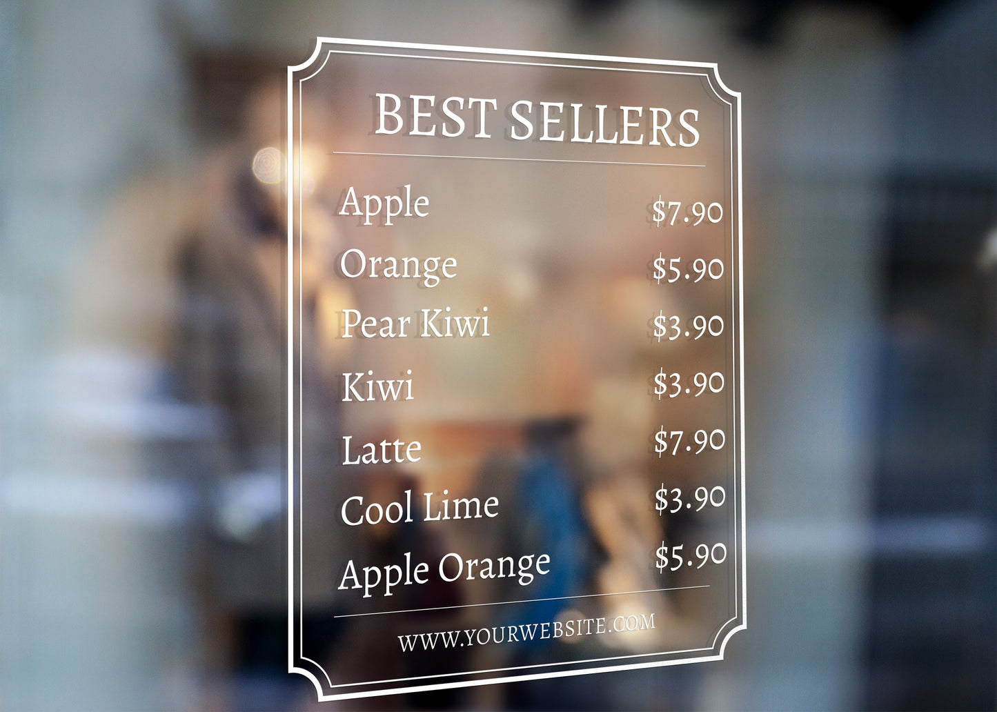 Menu Items - Vinyl Window Decal, Standard / Custom Sizes, PEEL AND STICK, Window Sticker, for Storefront, Businesses, Café, Shop, and More!