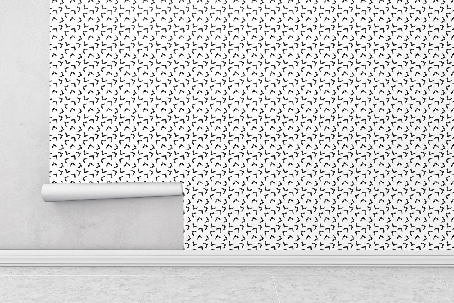 Removable Wallpaper, Black and White Pattern - Peel & Stick, Reusable, Self Adhesive, 26 Inch Fixed Panels, EZ Install, Seamless Arrows