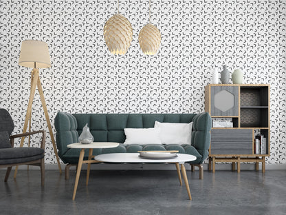 Removable Wallpaper, Black and White Pattern - Peel & Stick, Reusable, Self Adhesive, 26 Inch Fixed Panels, EZ Install, Seamless Arrows