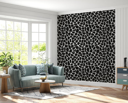 Removable Wallpaper, Black and White Pattern - Peel & Stick, Reusable, Self Adhesive, 26 Inch Fixed Panels, EZ Install, Seamless Design