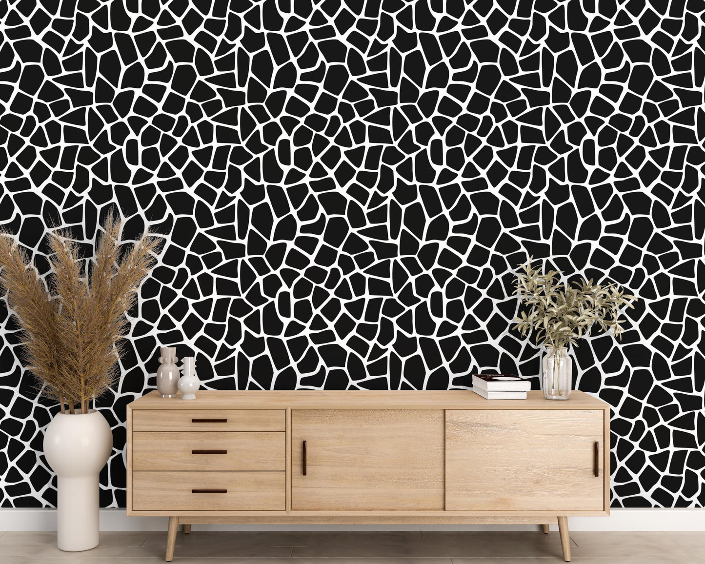 Removable Wallpaper, Black and White Pattern - Peel & Stick, Reusable, Self Adhesive, 26 Inch Fixed Panels, EZ Install, Seamless Design