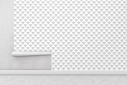 Removable Wallpaper, Black and White Diamonds - Peel & Stick, Reusable, Self Adhesive, 26 Inch Fixed Panels, Easy Install, Seamless