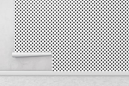 Removable Wallpaper, Black and White Drop Pattern - Peel & Stick, Reusable, Self Adhesive, 26 Inch Fixed Panels, Easy Install, Seamless