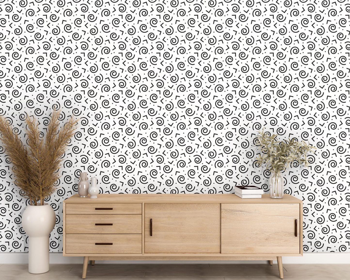 Removable Wallpaper, Black and White Doodle Design - Peel & Stick, Reusable, Self Adhesive, 26 Inch Fixed Panels Easy Install, Seamless