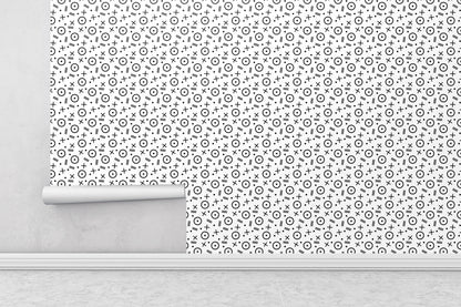 Removable Wallpaper, Black and White Shapes Design - Peel & Stick, Reusable, Self Adhesive, 26 Inch Fixed Panels Easy Install, Seamless