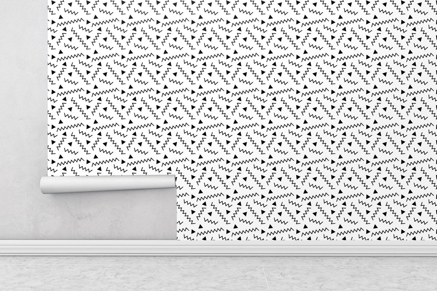 Removable Wallpaper, Black and White Abstract Shapes - Peel & Stick, Reusable, Self Adhesive, 26 Inch Fixed Panels Easy Install, Seamless