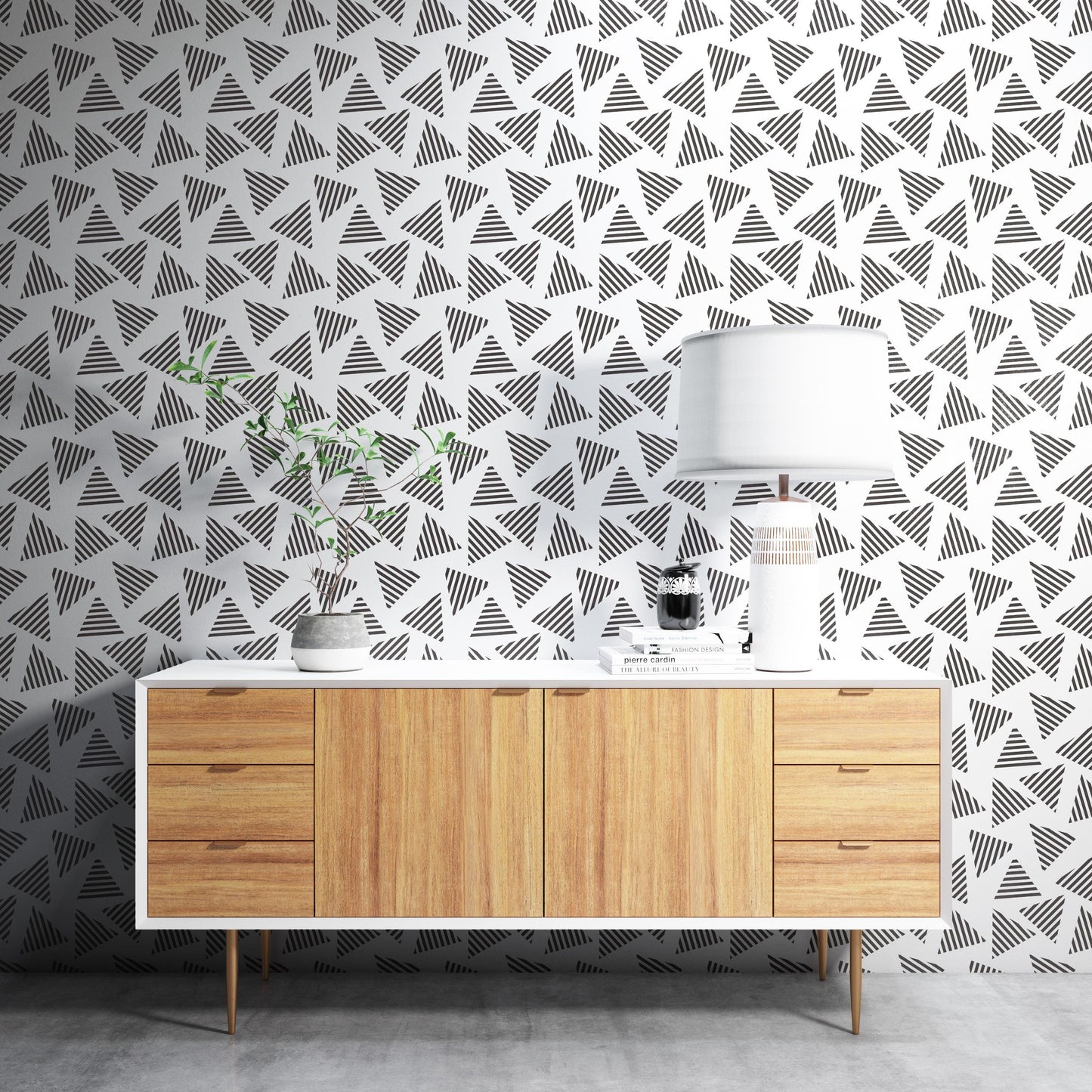 Removable Wallpaper, Black and White Triangles - Peel & Stick, Reusable, Self Adhesive, 26 Inch Fixed Panels Easy Install, Seamless