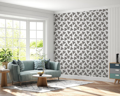 Removable Wallpaper, Black and White Triangles - Peel & Stick, Reusable, Self Adhesive, 26 Inch Fixed Panels Easy Install, Seamless