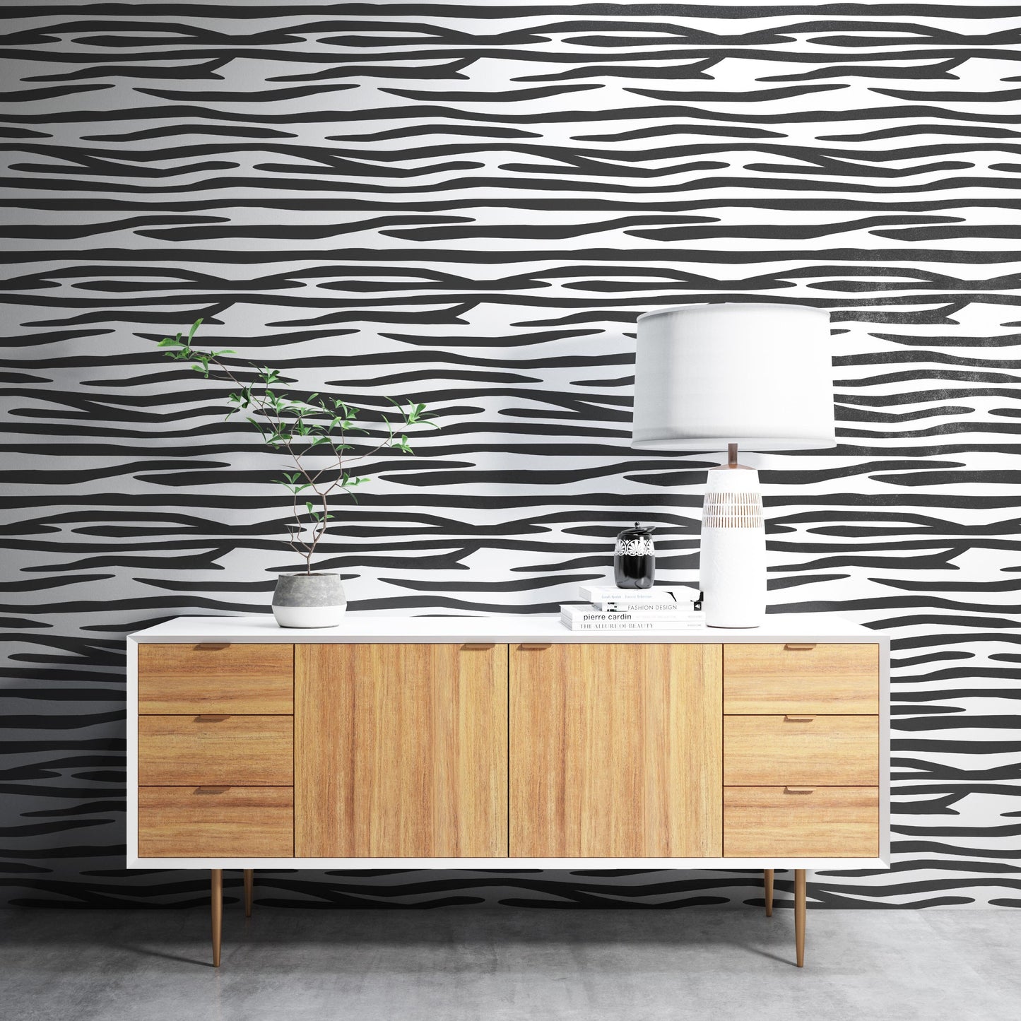 Removable Wallpaper, Black and White Zebra Stripe - Peel & Stick, Reusable, Self Adhesive, 26 Inch Fixed Panels Easy Install, Seamless