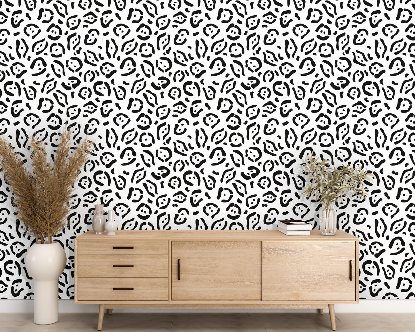 Removable Wallpaper, Black and White Abstract Design - Peel & Stick, Reusable, Self Adhesive, 26 Inch Fixed Panels Easy Install, Seamless