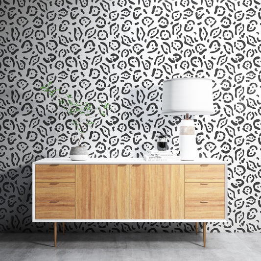 Removable Wallpaper, Black and White Abstract Design - Peel & Stick, Reusable, Self Adhesive, 26 Inch Fixed Panels Easy Install, Seamless