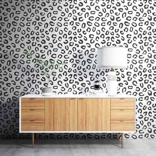 Removable Wallpaper, Black and White Abstract Design - Peel & Stick, Reusable, Self Adhesive, 26 Inch Fixed Panels EZ Install Seamless